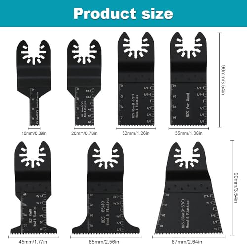 7Pcs Titanium Oscillating Multi Tool Blades, Professional Universal Oscillating Saw Blades, Quick Release Multitool for Hard Material Wood Metal Plastic Nails Cutting 2 7Pcs Titanium Oscillating Multi Tool Blades, Professional Universal Oscillating Saw Blades, Quick Release Multitool for Hard Material Wood Metal Plastic Nails Cutting - Image 2