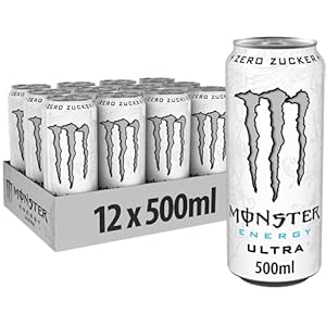 Monster Energy Ultra White, 12×500 ml, Einweg-Dose, Zero Zucker und Zero Kalorien