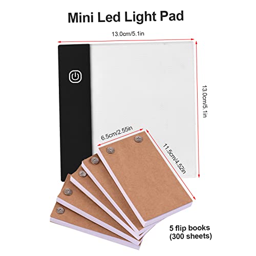 Flip Book Kit com Mini Light Pad LED Lightbox Tablet Design com furo 300 folhas Flipbook Parafusos d