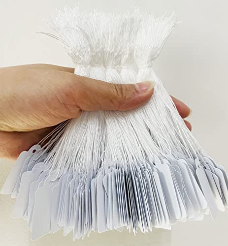 500Pcs Price Tags With String Attached White Marking Tag Small Paper Price Labels Clothing Hanging Stickers Blank Labeling Strung Label Hang Tags For Pricing Jewelry Yard Sale Retail #TOP3