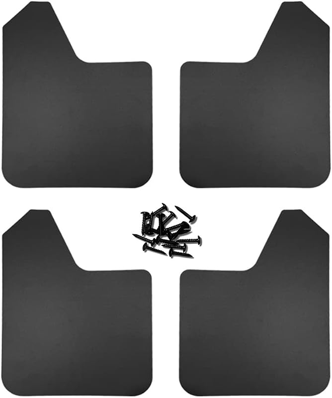 4PCS Car Mud Flaps, Front Rear Splash Guards, Black | 15.1x11.5x10 Inch, Universal fit, most pickups/SUVs/vans, PE body, bendable cut-to-fit, exterior accessories