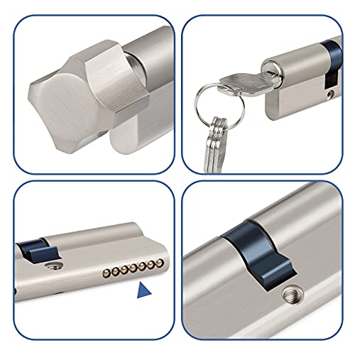 Hengsong Profil-Knaufzylinder ürzylinder Schließzylinder Zylinder 40/40 Metallsilber-Knaufzylinder inkl. 8 Schlüssel aus Zinklegierung