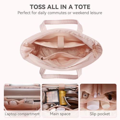 BOSTANTEN Puffer Tote Bag for Women Travel Tote Bag with Trolley Sleeve Lightweight Quilted Laptop Nurse Bag with Zipper3
