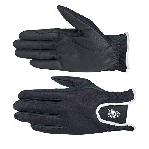Finn-Tack Horze Adult Women's Evelyn Black Size 9 Fleece Lined Stretchy Winter Leather Gloves