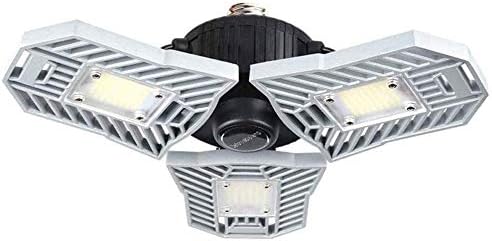 LED Garage Lights, 60W Adjustable Trilights Garage Ceiling Light, High Bay Deformable LED Corn Light Bulbs with 6000LM 6000K for Basement Cellar(No Motion Detection)