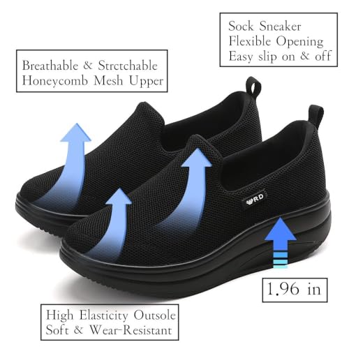 Image of Walking Shoes for Women Slip On Nurse Slip Resistant Work Sock Sneakers Food Service Platform Comfortable Weight Light