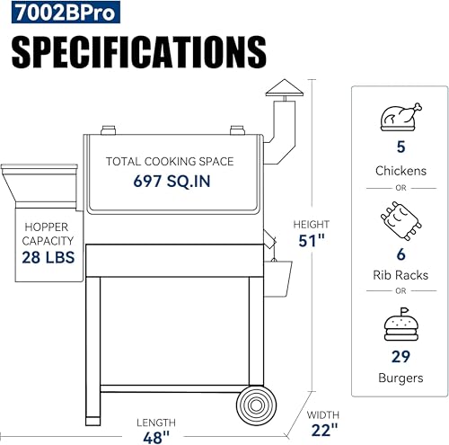 Z GRILLS Pellet Smoker Grill with PID Control, Rain Cover, 700 sq. in Cooking Area for Outdoor BBQ, ZPG-7002BPro