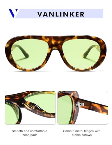 Image of VANLINKER Oversized Retro Aviator Sunglasses for Women Men Chic 70s Vintage Style Trendy 2026 Chunky Sun Glasses VL9865
