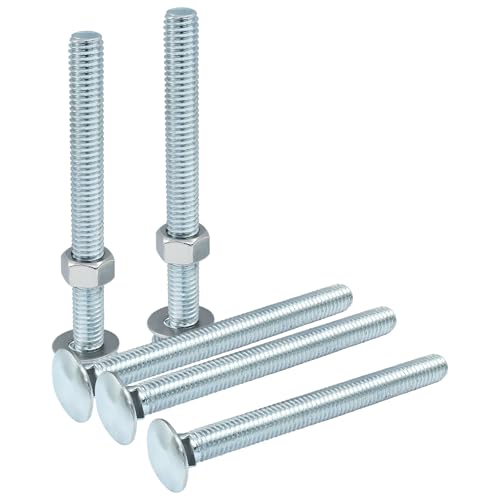 Image of 6 Sets 3 /8-16 x 4 Inch Carriage Bolt Kit, Carbon Steel Carriage Bolts Galvanized Carriage Bolt Assortment, Round Head Carriage Screws with Hex Nuts and Flat Washers Full Thread Coverage