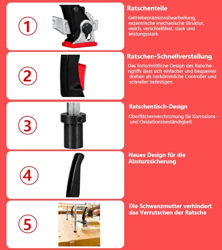 ZUGJOZD 2Stück Ganzstahl Hebelzwinge 20mm mit Hebelgriff, Niederhalter spannelement Spannbereich 160mm Ausladungstiefe 60 mm, multifunktionstische zubehör 20mm spannkraft 500n schweißtisch&CNC