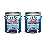 [2 Pack] Flat White Tintable Latex Waterproof Sealer 1 gal with Plastic Drop Cloth - Waterproof Masonry Sealer - Concrete Paint, Basement Wall Paint, Interior Exterior Paint