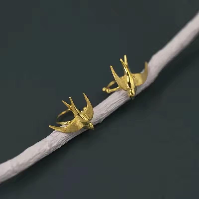 925 Sterling Silver Swallow Clip-On Earrings for Women – Simple, Dainty, Non-Piercing Ear Clips gee-s25-3256808574757367-2618