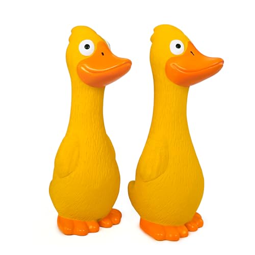 Chiwava 2er Pack 7,9 Zoll Quietschen Latex Hundespielzeug Gelb Ente Interaktives Spiel für kleine mittelgroße Hunde