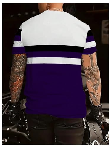 Image of RoseSeek Men's Color Block Short Sleeve Tee Shirts Casual Crewneck T Shirt Trendy Summer Tops