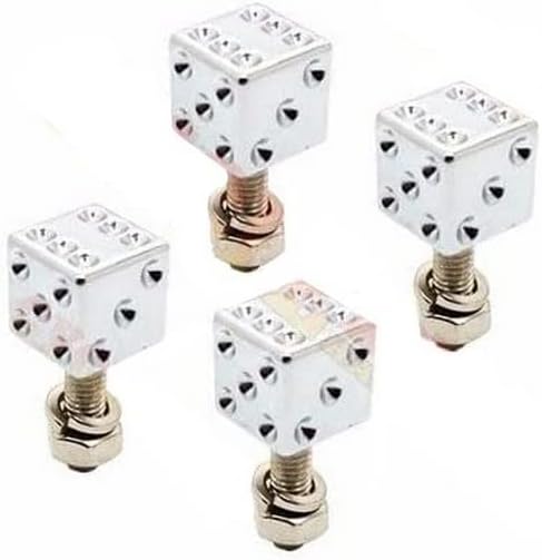 4 Chrome Real Dice White Dot License Plate Frame Tag Bolts Screws for Harley Style-9856-7060