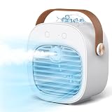 Portable Air Conditioner -5200mAh Rechargeable Personal Air Cooler, White Mini Air Conditioner with 3 Speeds, Quiet Desk Cooling Fan for Home, Bedroom, Travel, Office, Outdoor, Indoor