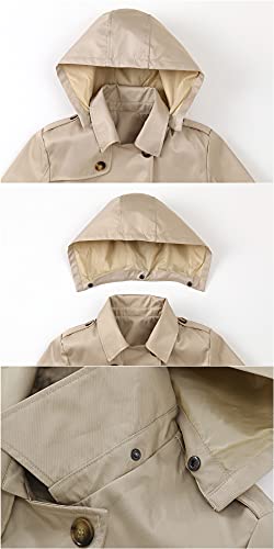 Chrisuno Women's Soft Shell Trench Coat Water Resistant With A Detachable Hood Dress Coats Khaki M #TOP4