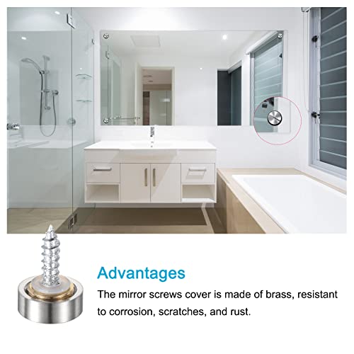 Image of METALLIXITY Mirror Screws (14mm /0.55 inch) 12Pcs, Decorative Cover Cap Nails Brushed - for Sign Advertising Hardware, Construction, Silver Tone