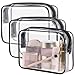 TSA Approved Toiletry Bag, Packism Clear Makeup Bag Waterproof Quart Size Bag, Travel Makeup Cosmetic Bag for Women Men, Carry on Airport Airline Compliant Bag, 3 Pack, Black