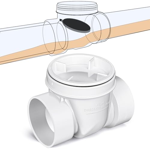 Image of Tondiamo 1 Pcs 6 inch PVC Backwater Valve Backflow Preventer Valve, White PVC