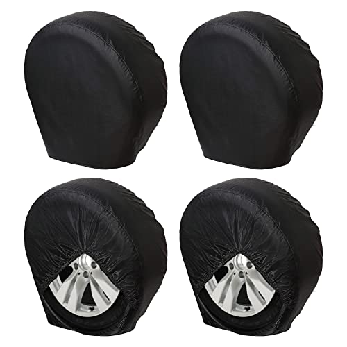 Dikasun Rv Tire Covers Set Of 4, Waterproof Pvc Tire Cover Wheel Covers For Motorhome Trailer Truck Camper Van Suv, Fits Tire Diameters 30"-32", Black #TOP13