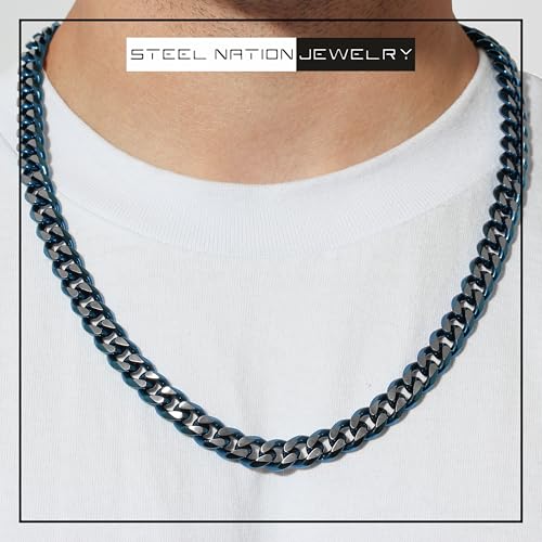 Men Stainless Steel Cuban Chain Necklace Hypoallergenic Rust Resistant - Choice of Styles Colors and Sizes2