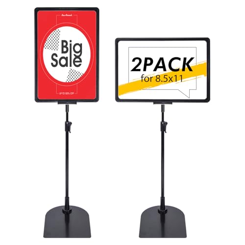 Golemas Retail Sign Holder for Display Indoor, Portable Signage Stand Double Sided Sale sign for Business Store Retail Market Vendor Advertising Trade Show Display (8.5x11, 2Pack)