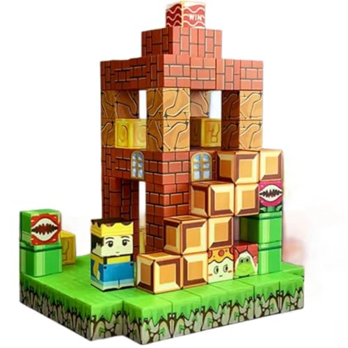 Image of 74 Pcs Magnetic Building Blocks Set for Kids Minecraftd Style Educational Construction STEM Learning Building Blocks Set Gift Toy for Kids Boys & Girls (B-1)