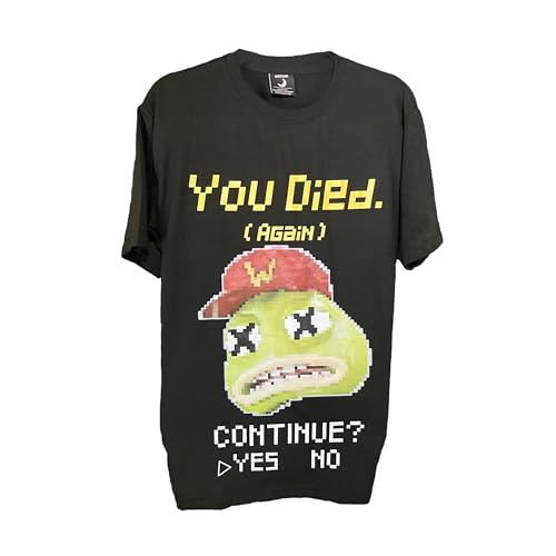 WASSIE "Continue? Respawn - Black Graphic T-Shirt (US, Alpha, Small,