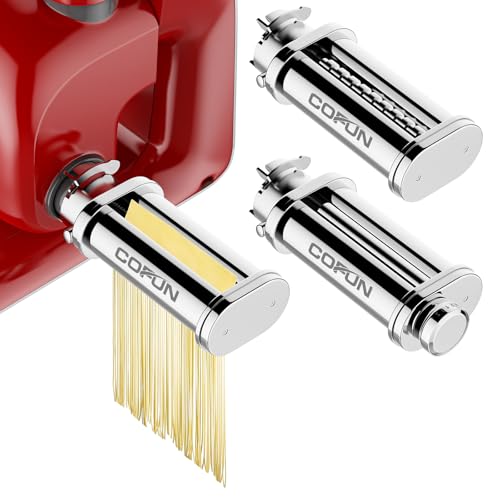 COFUN Nudelvorsatz für BOSCH MUM 5 Serie 4 Zubehörteile 3 Stück Edelstahl Nudelmaschine für MUM 5 Zubehör Edelstahl-Spaghetti-Schneider & Fettuccine-Schneider für BOSCH MUM58720