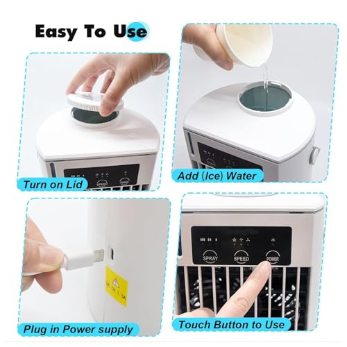 3 Wind Speed Portable Air Cooler, Ultrasonic Nebulizer Floor Air Conditioner, Air Conditioner No Venting Required For Room、Office、Table Car - 7