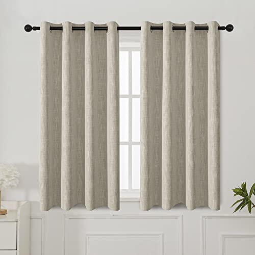 INLINAS Linen Blackout Curtains 52x84 Brown