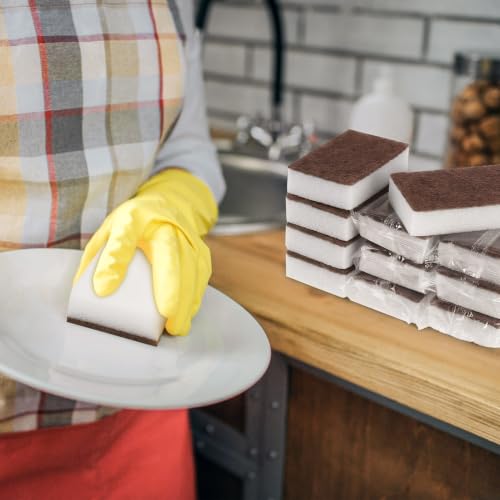 Image of 30 Pcs Individually Wrapped Sponges for Airbnb Apartment Brown | Uncompressed Non Scratch Scrouing Sponges for Household Cleaning Dishes Kitchen Car Bike