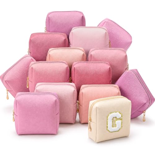 Kigeli 15 Pcs Leather Makeup Bags Bulk Aesthetic Plain Cosmetic Pouches