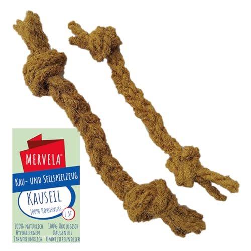 MERVELA® Kauseil aus 100% Kokosnuss-Wolle für Hunde – Natürliches, biologisches Kauspielzeug, Zahnpflege & Langlebig – Für alle Hundegrößen geeignet (XL (3,5X45cm))
