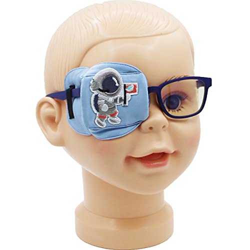 Astropic 3D Silk Eye Patch for Kids | Boys Eye Patch for Glasses | Medical Eye Patch for Children with Lazy Eye (Blue - Astronaut, Right Eye)