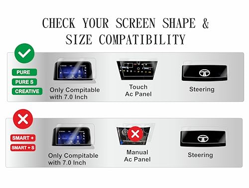Image of OHAYO 3 Pack Screen Protector for Tata Nexon 2023 Pure /Pure (S) /Creative | 7 inch Infotainment + Steering Controls + AC Panel Protection | 9H Hardness, Military Strength, Scratch Resistant, HD Clear, Bubble-Free | Not Tempered Glass