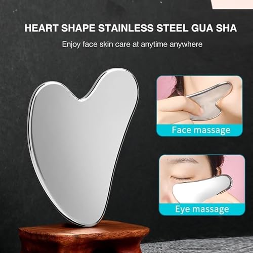 Image of Gua Sha Tool For Face | Stainless Steel Gua Sha | Facial Tools Metal Gua Sha | Tighten Skin Care Tools | Beauty Tool For Body Eyes Neck Massager (Heart Shape)