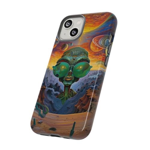 Coque iPhone 14 alien vert contre rayures protection rigide design