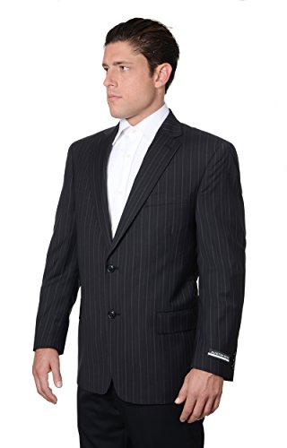 Austin Reed Mens Pure Wool Striped Suit Separate Coat Short, Black2