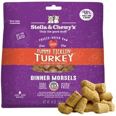 Stella and Chewy's Tummy Ticklin' Turkey Dinner Morsels Freeze Dried Cat Food (2 Sizes) - 18oz