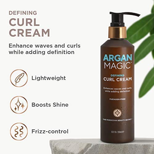 Argan Magic Defining Curl Cream - Enhances Waves & Curls While Adding Definition | Conditions, Detangles, Reduces Frizz | Enriched with Biotin | Made in USA | Paraben Free (8.5 oz / 250 ml / 2 Pack) - Thumbnail 3