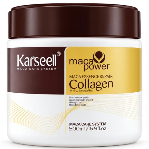 Karseell MACA CARE SYSTEM Mascarilla Capilar Profesional Colágeno Aceite Argán Coco Aguacate Keratina Karité Hidratación Nutrición Reparación Antifrizz Tratamiento Cabello Seco Dañado Alisado 500ml