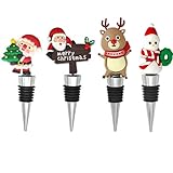 Nenluny 4pcs Christmas Wine Stopper Xmas Wine Stoppers Set Decorative Wine Corks Beverage Bottle Stopper for Christmas Holiday Gift Supplies