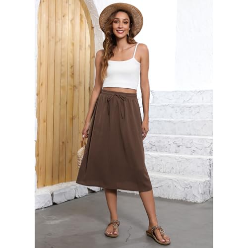 Image of Witsmile Flowy Skirt Elastic High Waist A-Line Skirt with Pockets Bohemia Cover-up for Women 2026 Trendy(S-2XL)