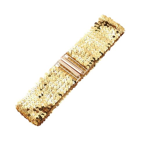 Special Design Elastic Eye Catching 60cm Dresses Disc Belts Wide Waist Belt Shinny Waistband Sequin Stretch Belt(60x6cm-D)