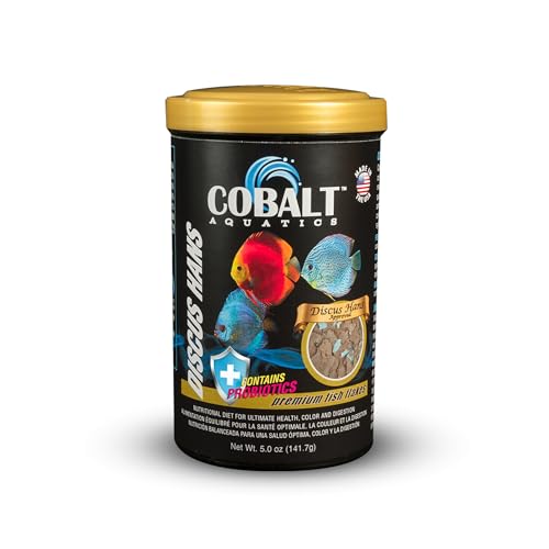Cobalt Aquatics Discus Hans Flake 5oz - Advanced Nutrition for Vibrant Discus - Salmon Meal, Probiotics & Blue Flakes - Supports Health & Immunity