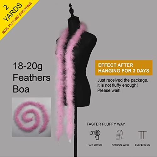 2 Yards 20G Fluffy Pink Marabou Feather Boa For Diy Craft Sewing Trim Home Wedding Party Christmas Decoration #TOP1