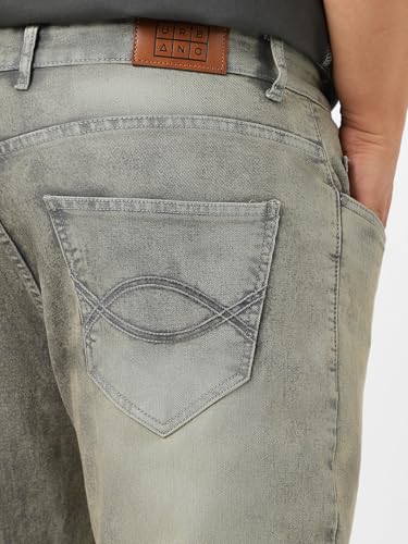 Image of Urbano Plus Men's Stretch Fit Mid Rise Washed Bootcut Jeans Stretchable