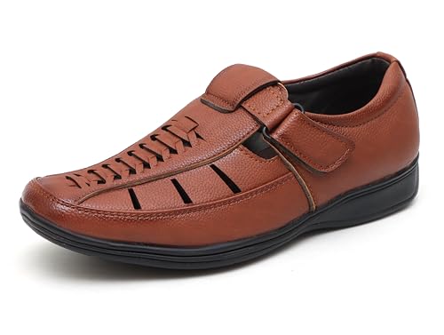 Image of Faux Leather Sandals for Men | Closed Fisherman Sandal